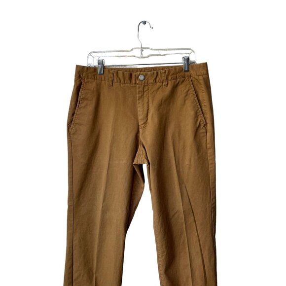 Bonobos Men's Sz33/32 Slim Straight Button Chino Brown Khaki Dress Pant - Picture 2 of 9
